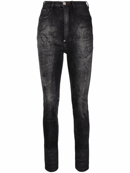 Stonewashed Super High-Waisted Jeggings