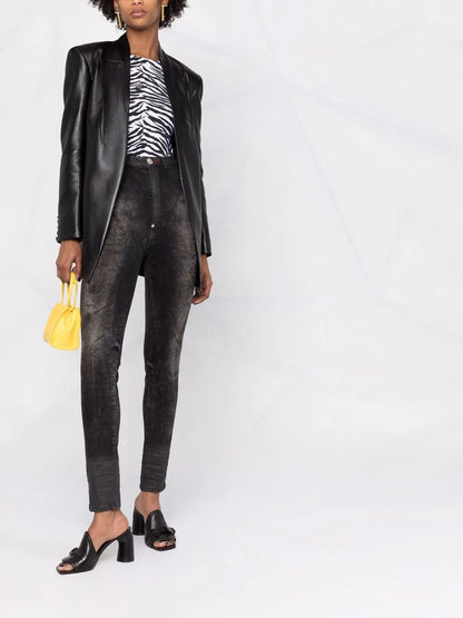 Stonewashed Super High-Waisted Jeggings