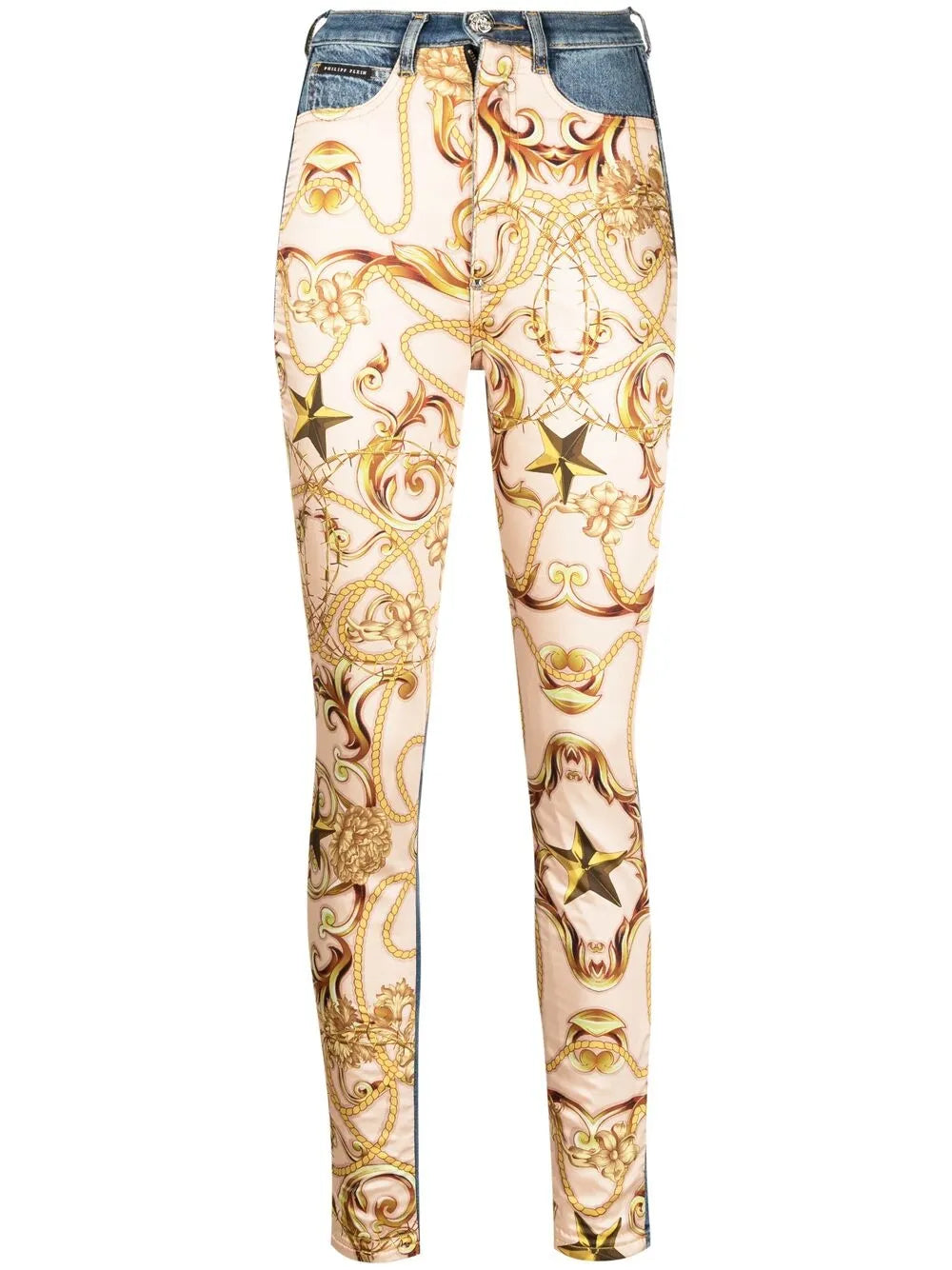 Baroque-Print Skinny Jeans