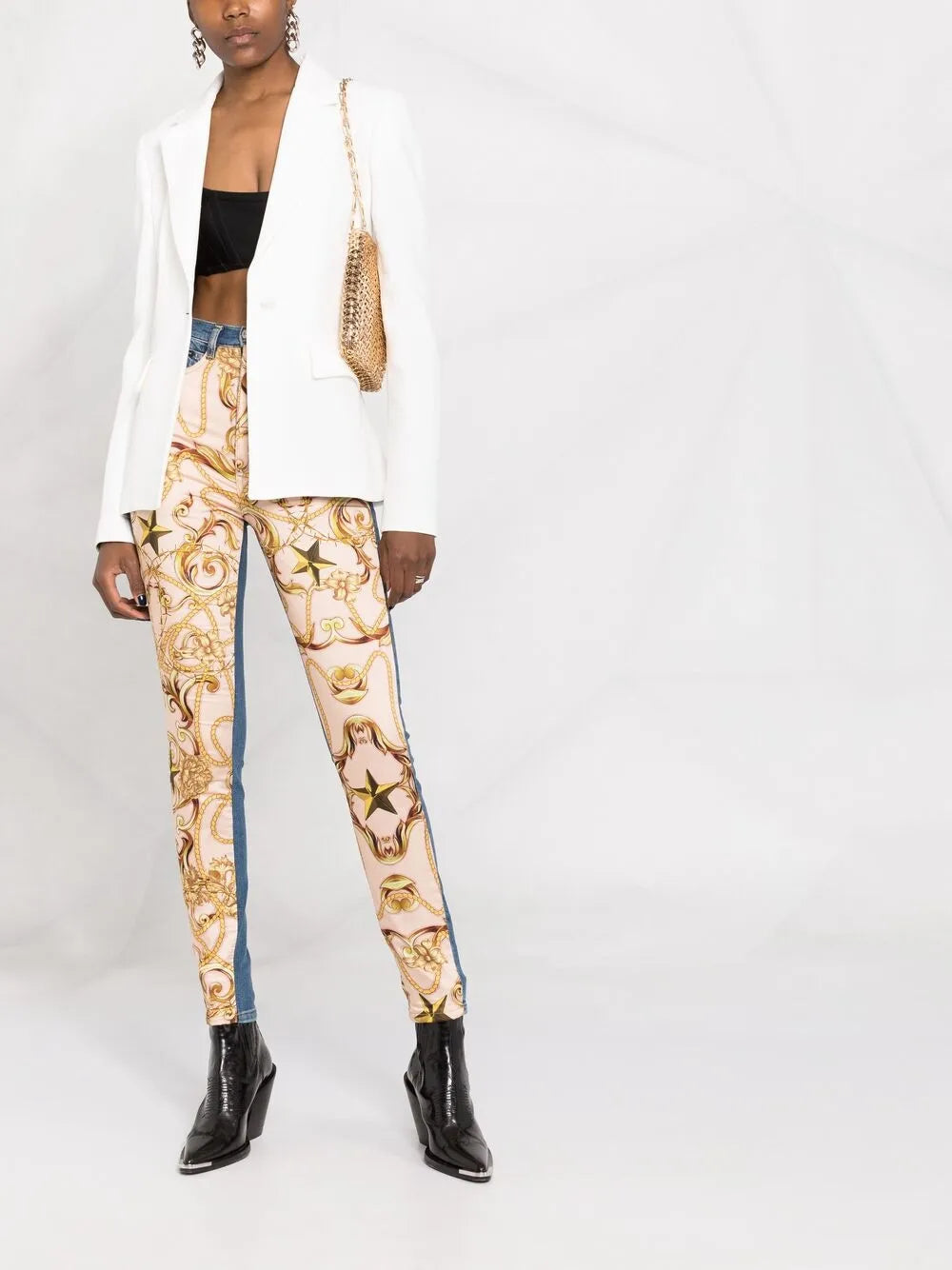 Baroque-Print Skinny Jeans