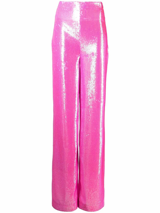 Wide-Leg Embellished Trousers