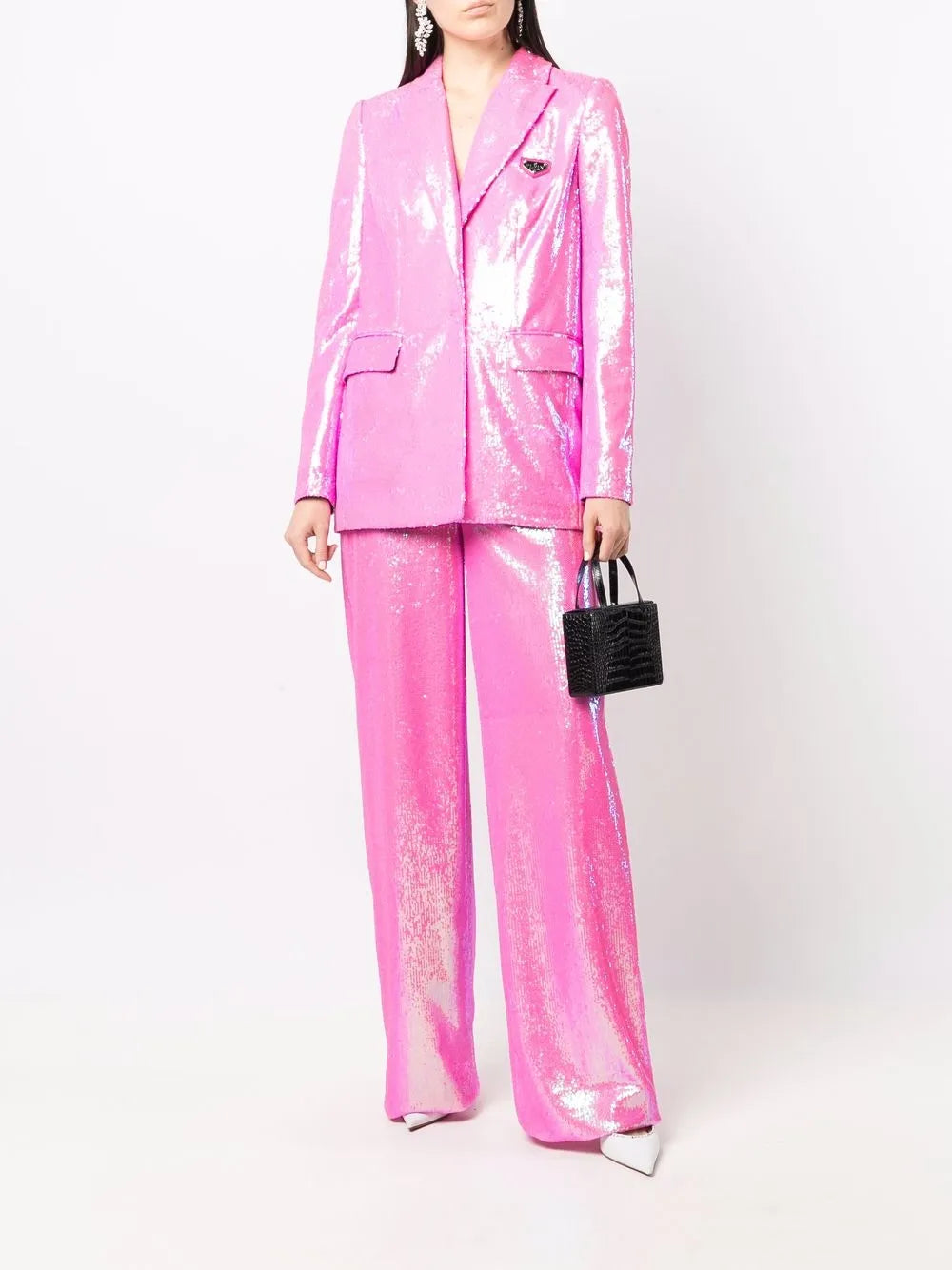 Wide-Leg Embellished Trousers