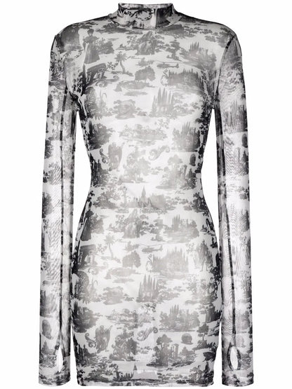 En Plein Air-Print Mini Dress