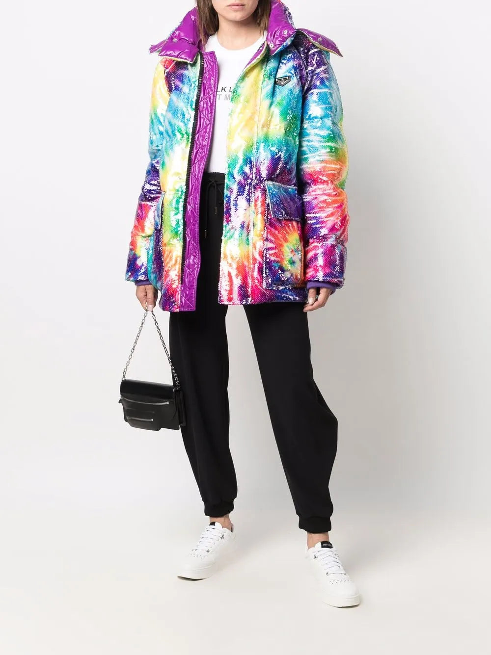 Tie-Dye Print Padded Coat