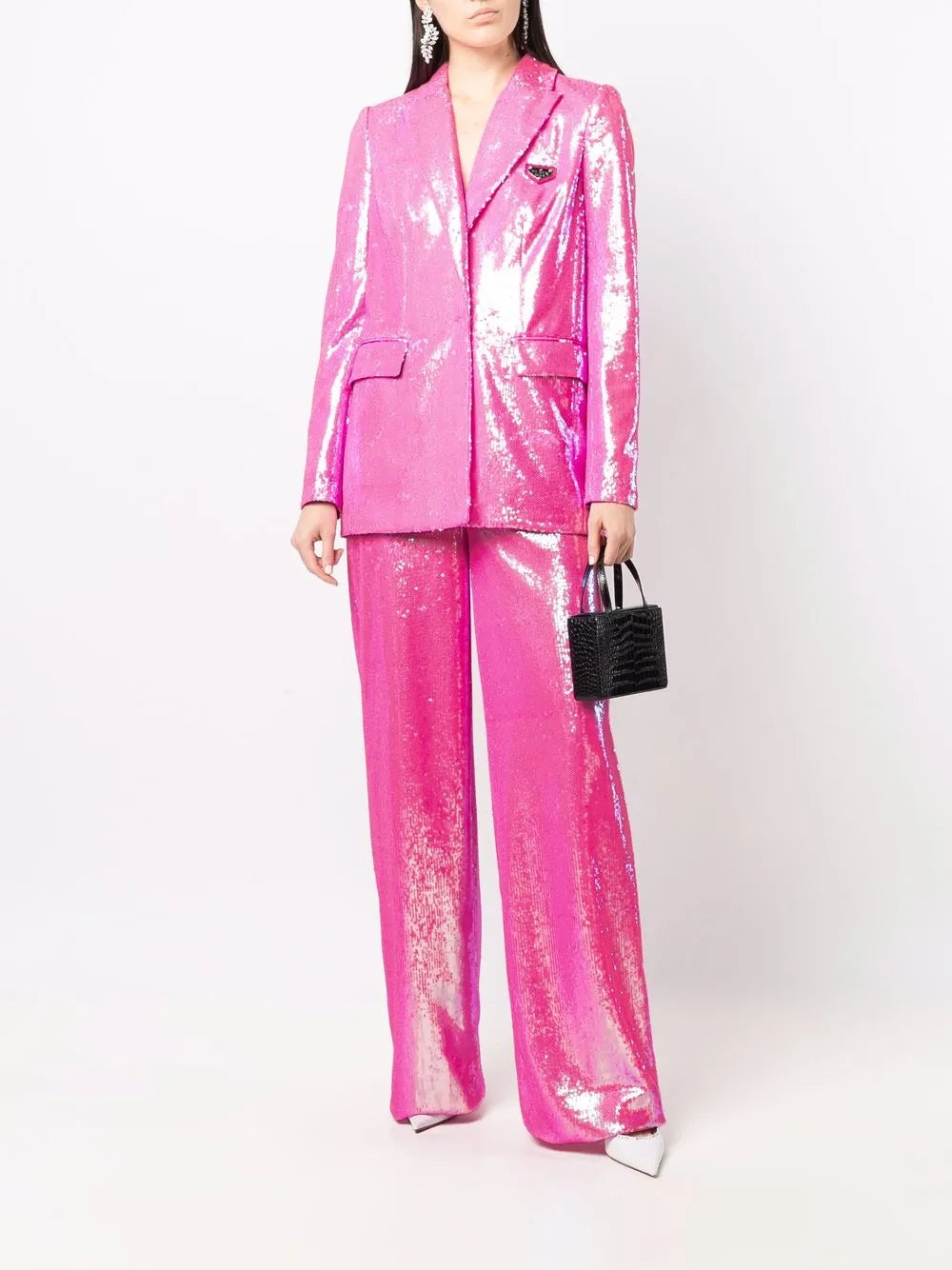 Sequin-Embellished Single-Breasted Blazer