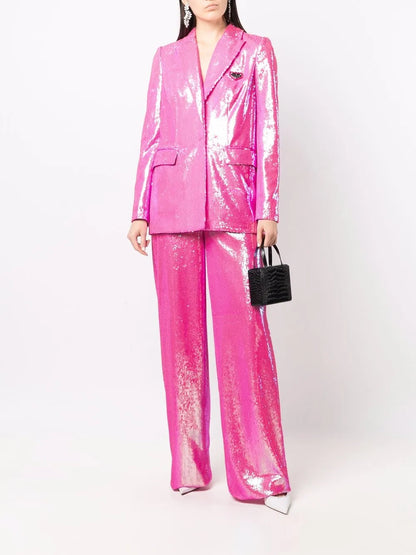 Sequin-Embellished Single-Breasted Blazer