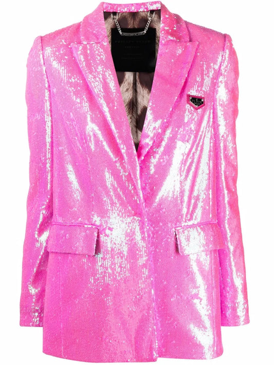 Sequin-Embellished Single-Breasted Blazer
