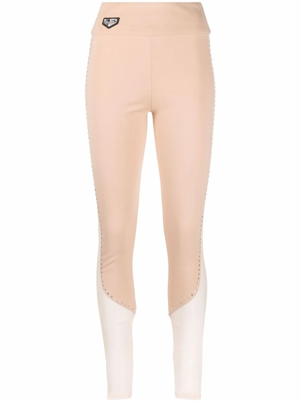 Stud-Detail Sheer-Paneling Leggings