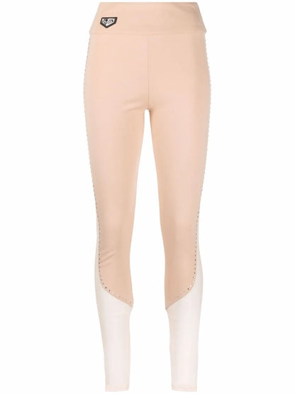 Stud-Detail Sheer-Paneling Leggings