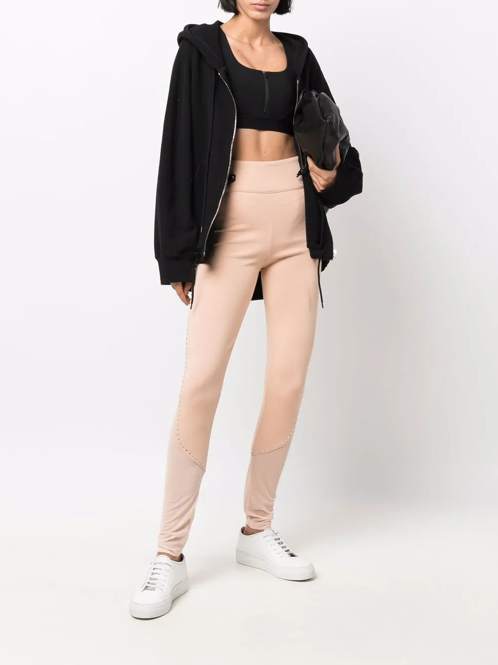 Stud-Detail Sheer-Paneling Leggings