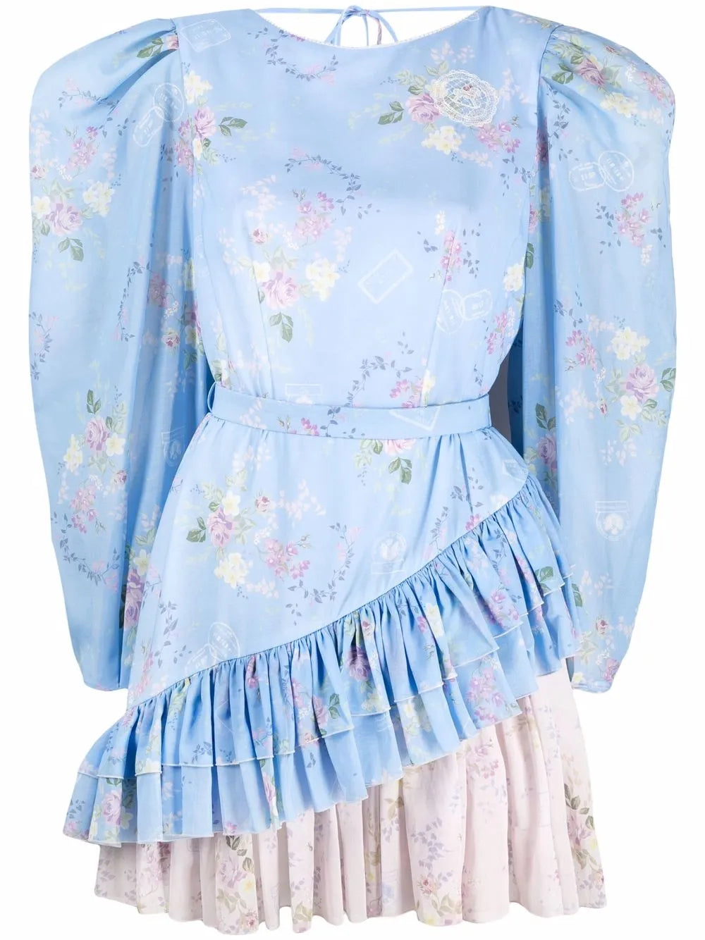 Floral-Print Two-Tone Mini Dress