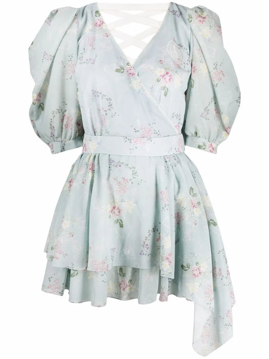Tie-Fastening Floral Print Dress