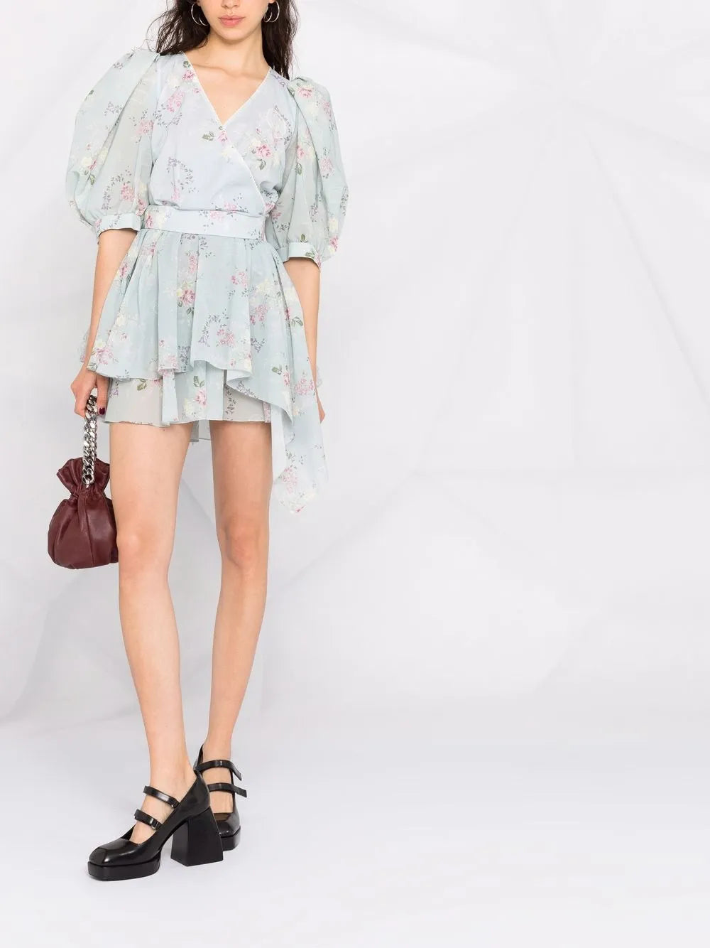 Tie-Fastening Floral Print Dress