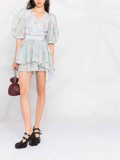Tie-Fastening Floral Print Dress