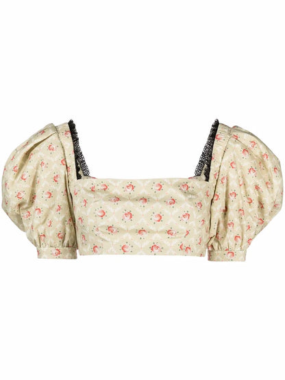Floral-Print Cropped Top