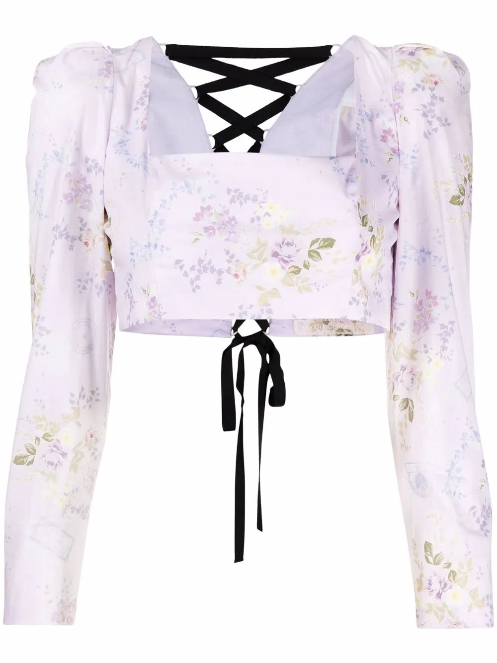 Cropped Floral-Print Blouse