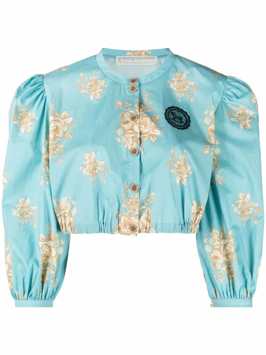Floral-Print Button-Up Blouse