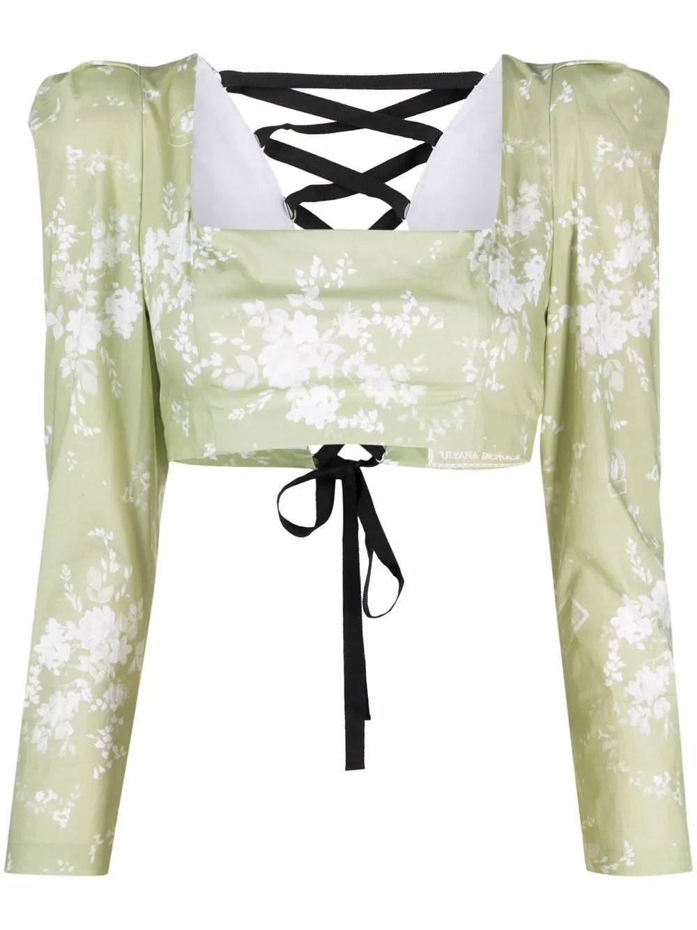 Cropped Floral-Print Blouse