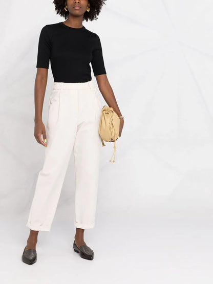 Cropped Straight-Leg Trousers