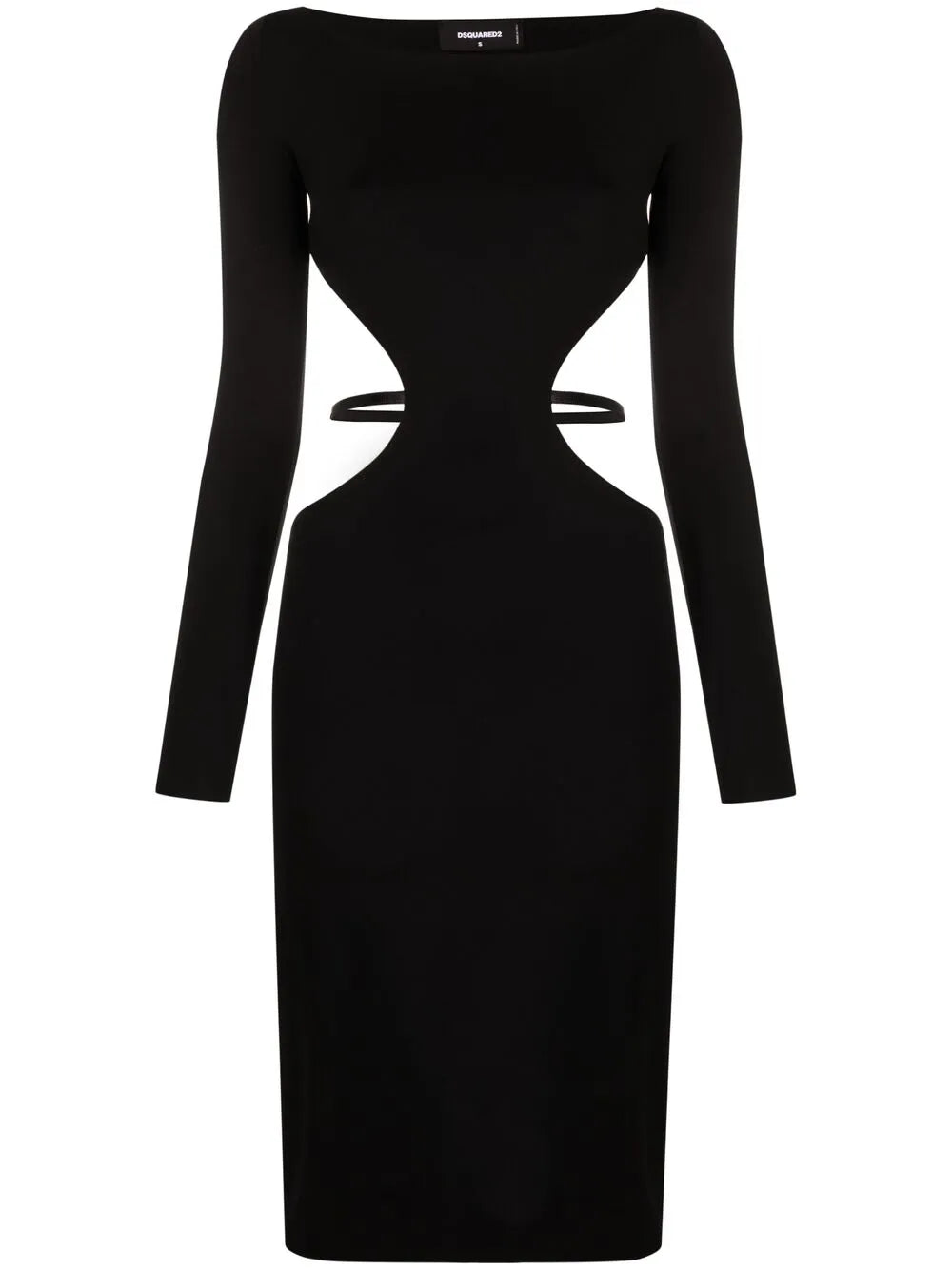 Long-Sleeve Cut-Out Midi Dress
