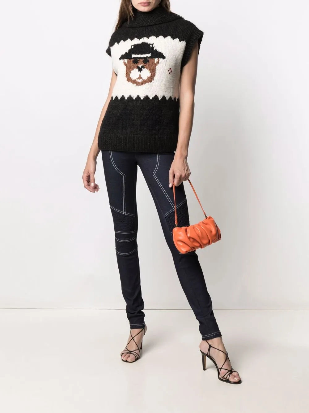 Intarsia-Knit Sleeveless Cardigan