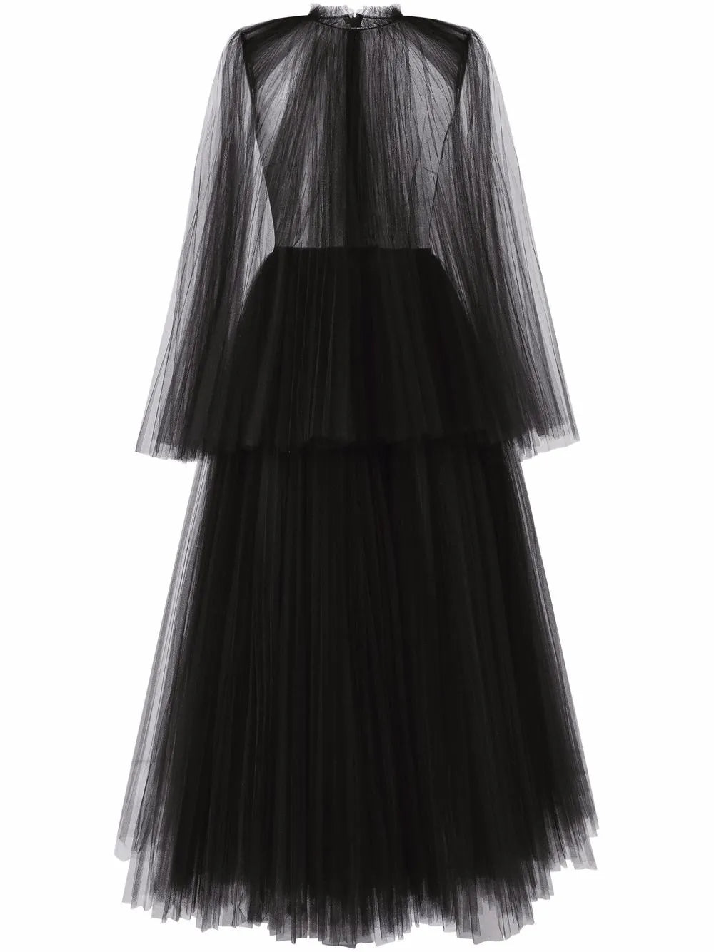 Cape-Detail Tulle Midi Dress