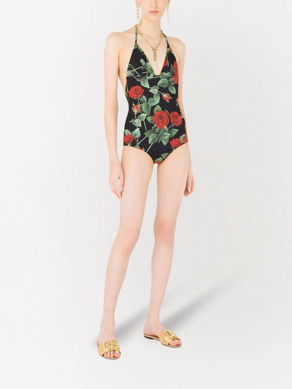 Rose-Print One-Piece Swimsuit