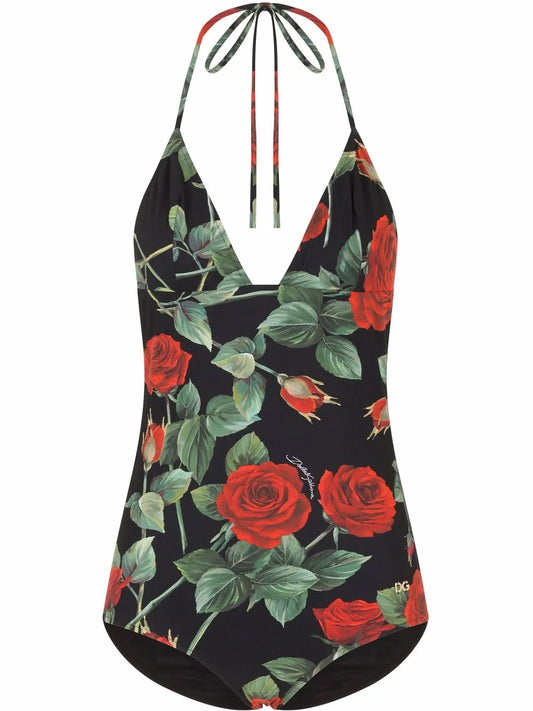 Rose-Print One-Piece Swimsuit