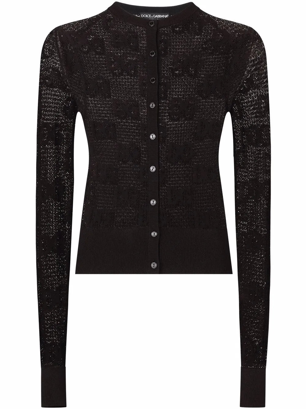 Dg-Logo Lace-Stitch Cardigan