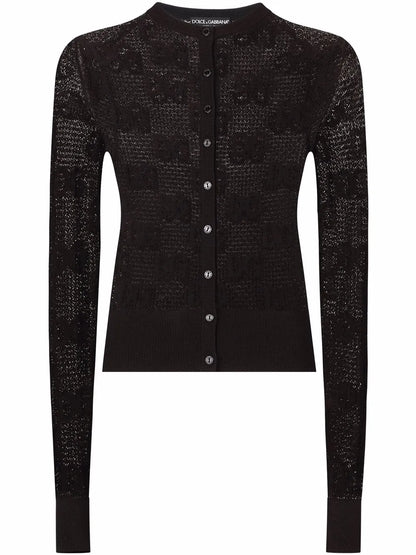Dg-Logo Lace-Stitch Cardigan
