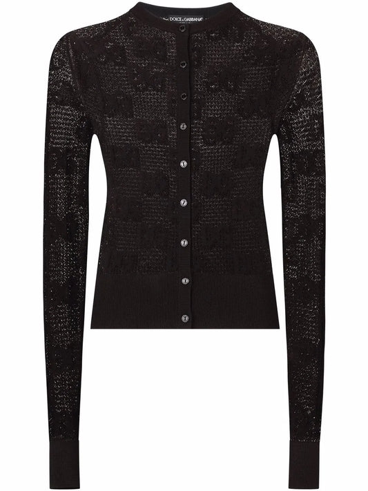 Dg-Logo Lace-Stitch Cardigan