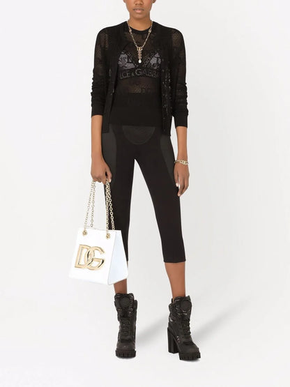 Dg-Logo Lace-Stitch Cardigan