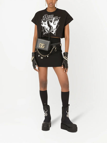 Logo-Appliqué Double Crepe Miniskirt