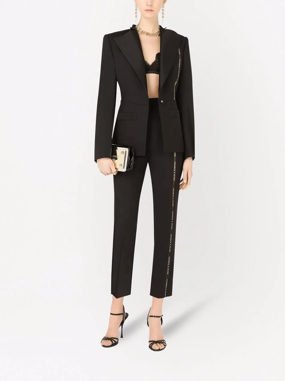 Logo-Trim Single-Breasted Blazer