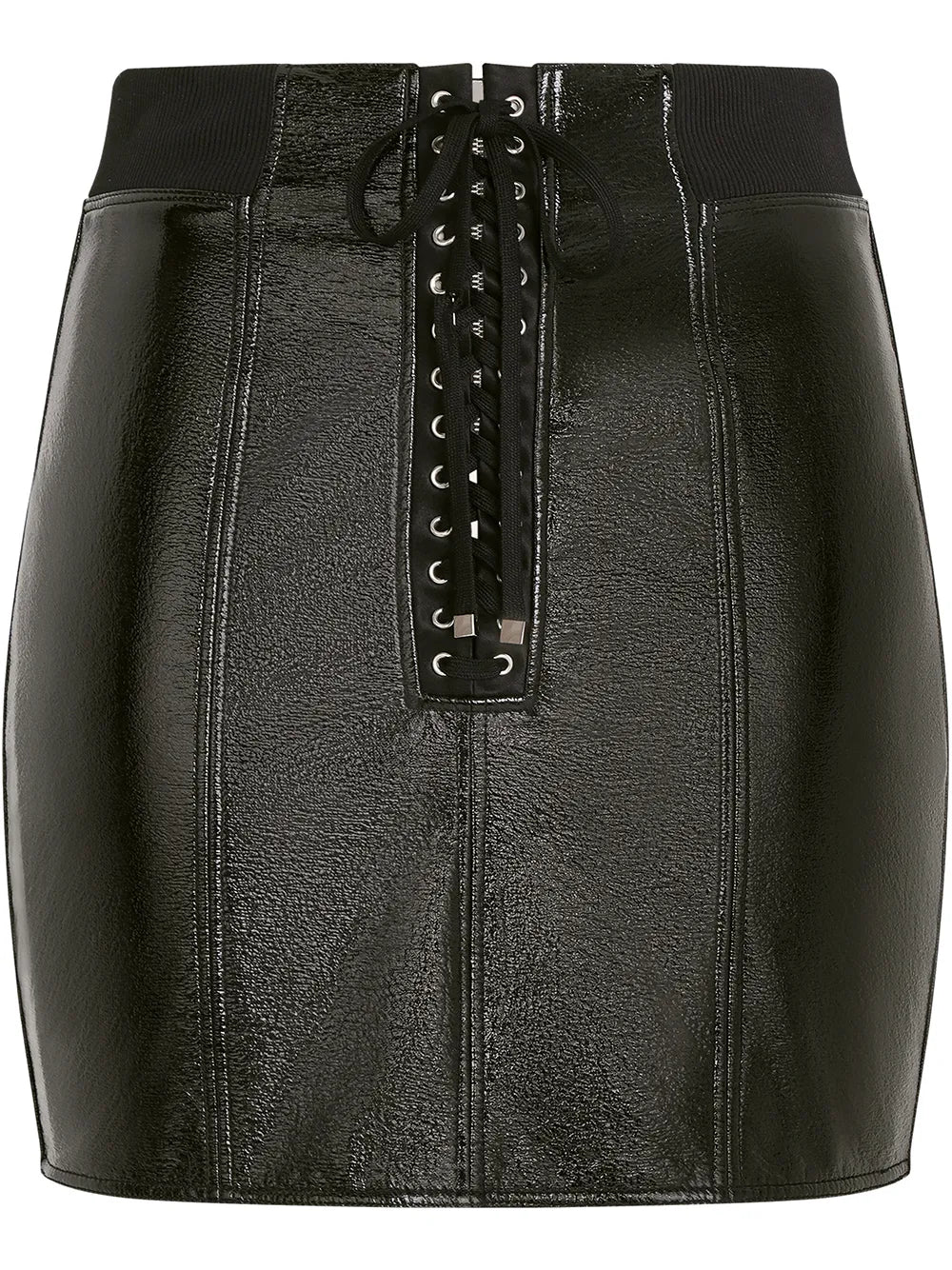 Eyelet-Detail Coated Miniskirt