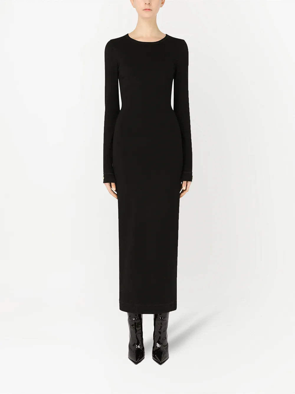 Logo-Appliqué Long-Sleeve Midi Dress