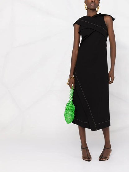 Contrast Stitching Draped Dress