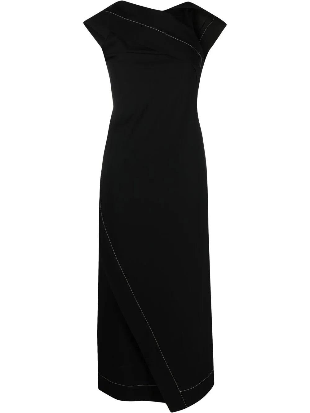 Contrast Stitching Draped Dress
