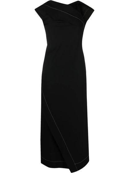 Contrast Stitching Draped Dress