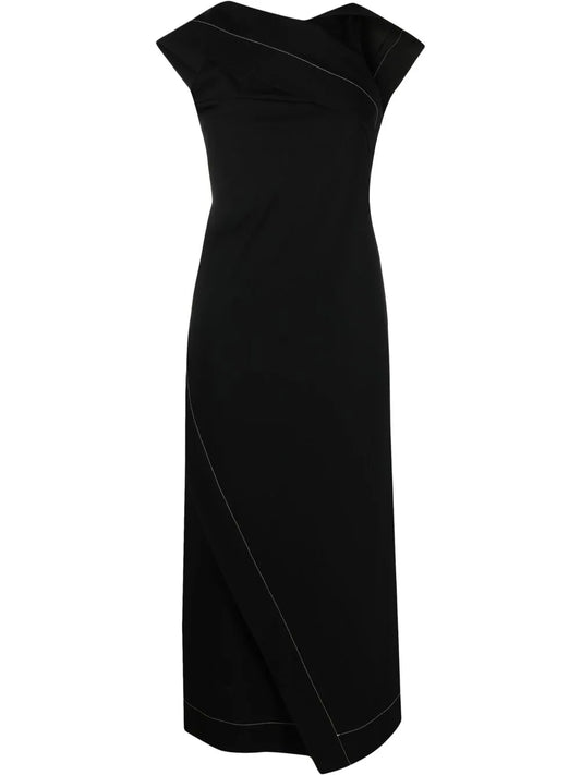 Contrast Stitching Draped Dress