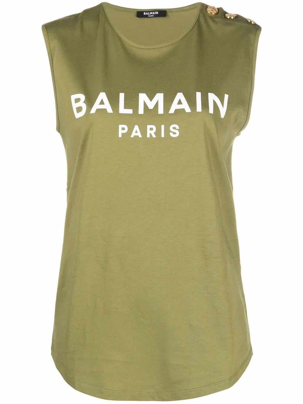 Button-Embellished Logo Tank Top