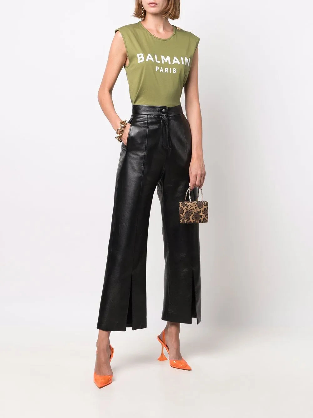 Button-Embellished Logo Tank Top