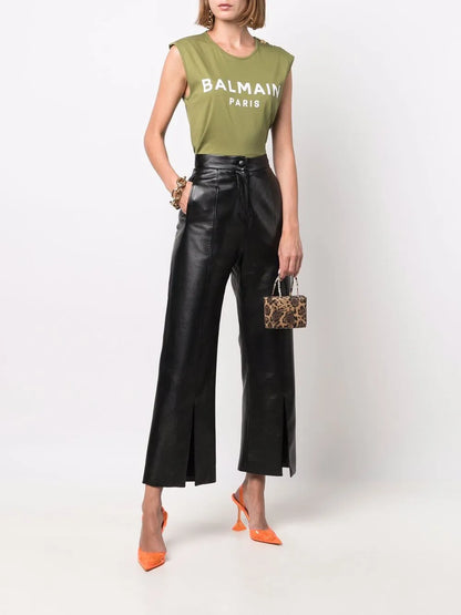 Button-Embellished Logo Tank Top