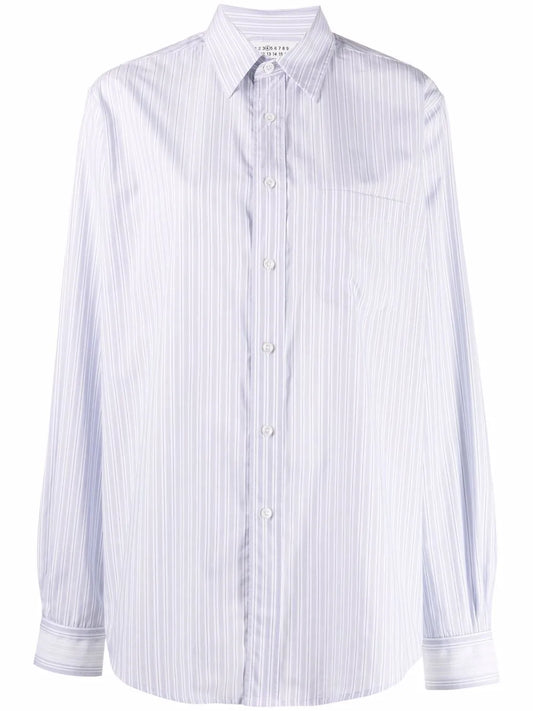 Stripe-Print Pointed-Collar Shirt