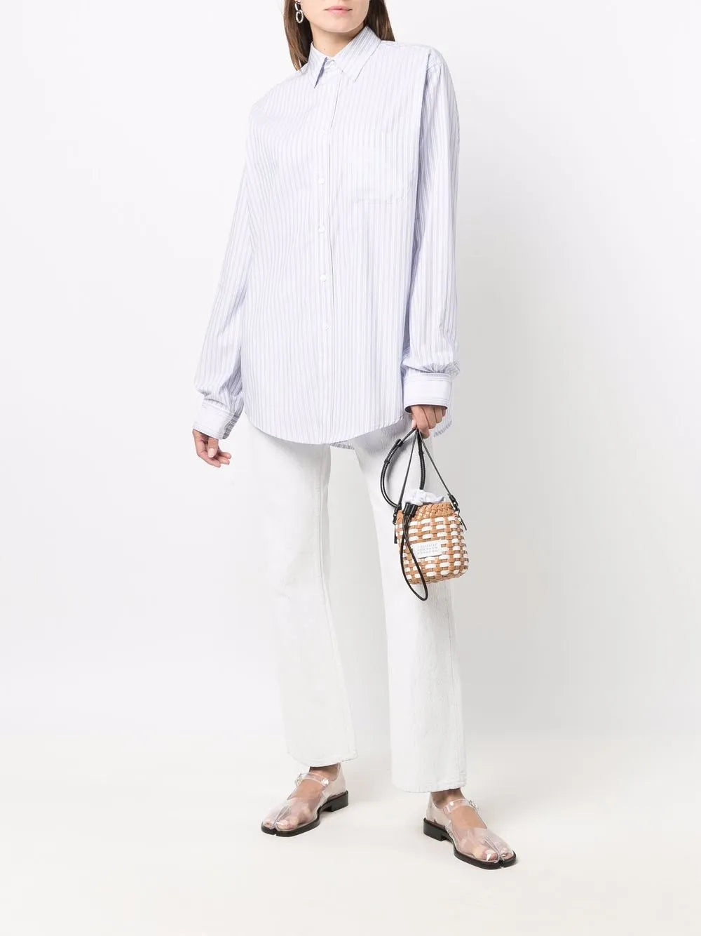 Stripe-Print Pointed-Collar Shirt