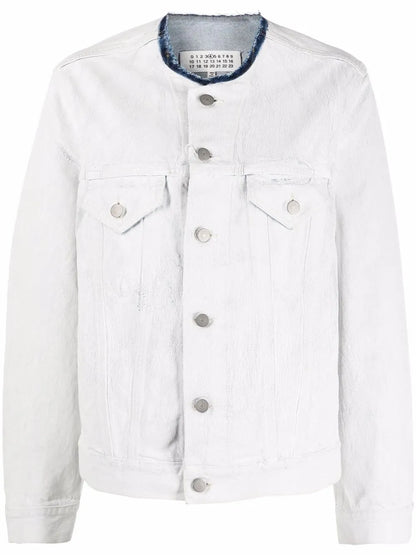 Collarless Denim Jacket