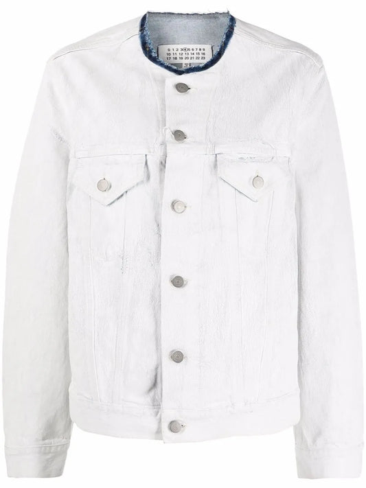 Collarless Denim Jacket