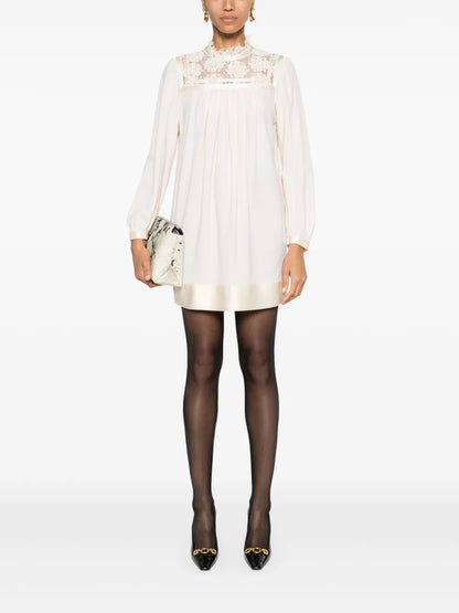 Guipure-Lace Panelling Mini Dress