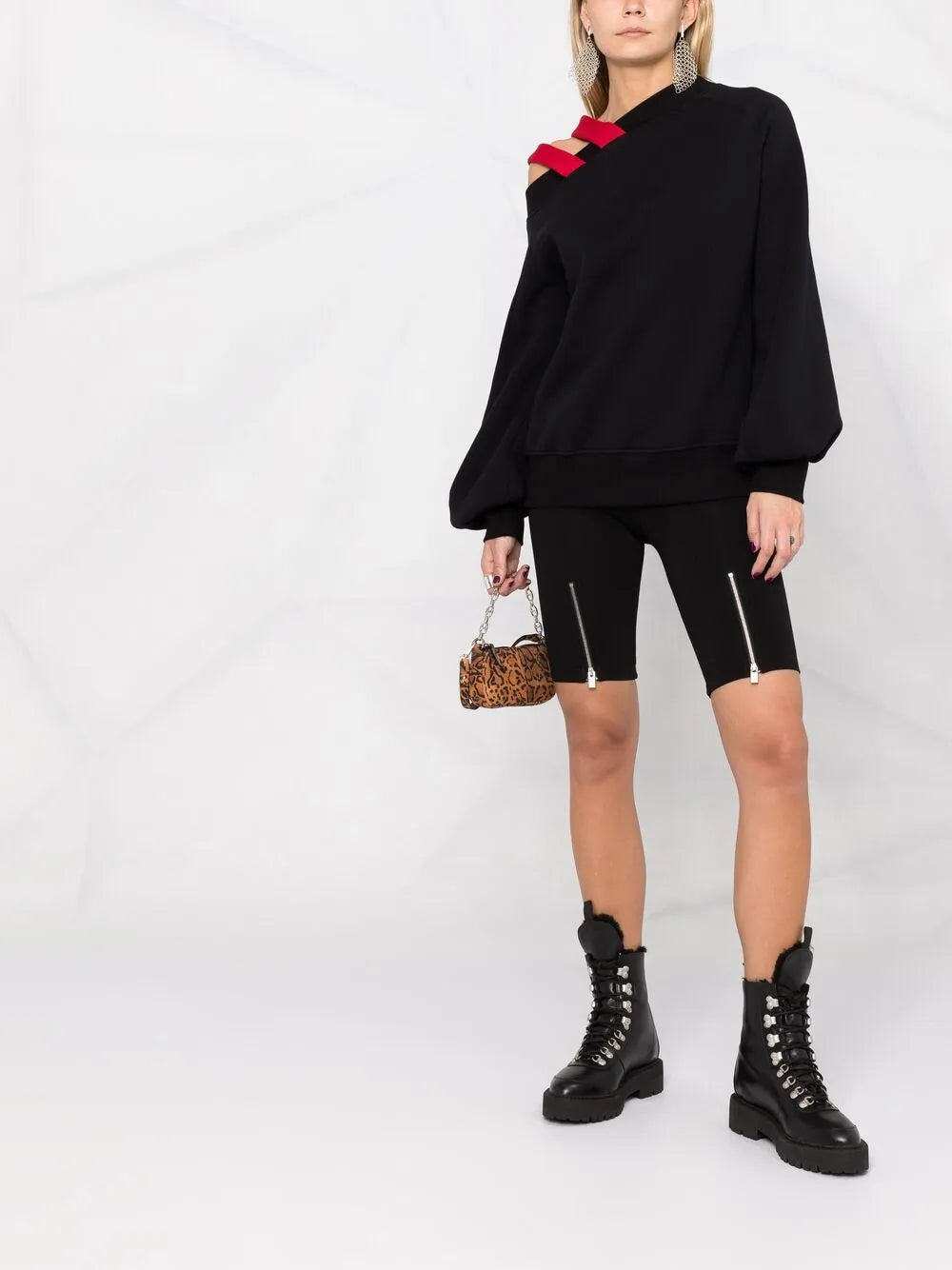 Strap-Detail One-Shoulder Sweatshirt