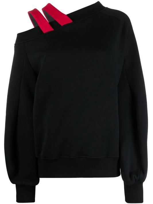 Strap-Detail One-Shoulder Sweatshirt
